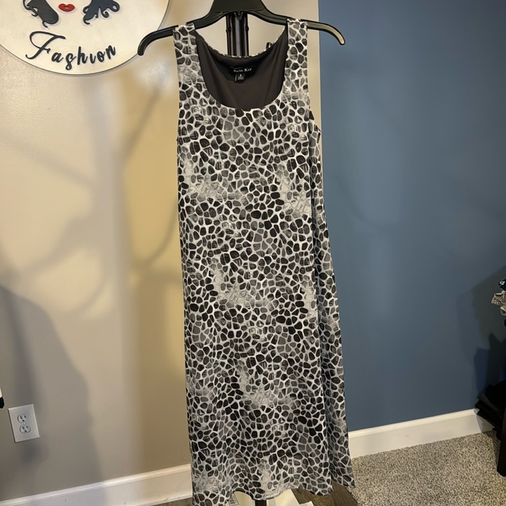 EUC- Worn Once- Dana Kay Sleeveless Party Dress with Silver Overcoat. Size 8.